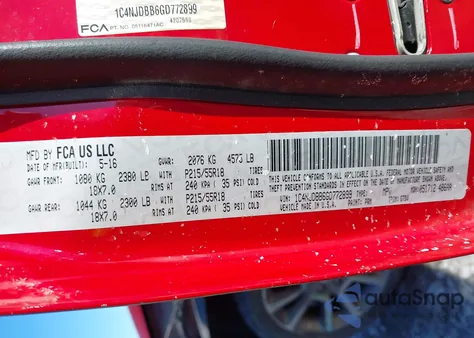 2016 Jeep Compass Sport Se z USA, uszkodzony, nr VIN 1C4NJDBB6GD772899